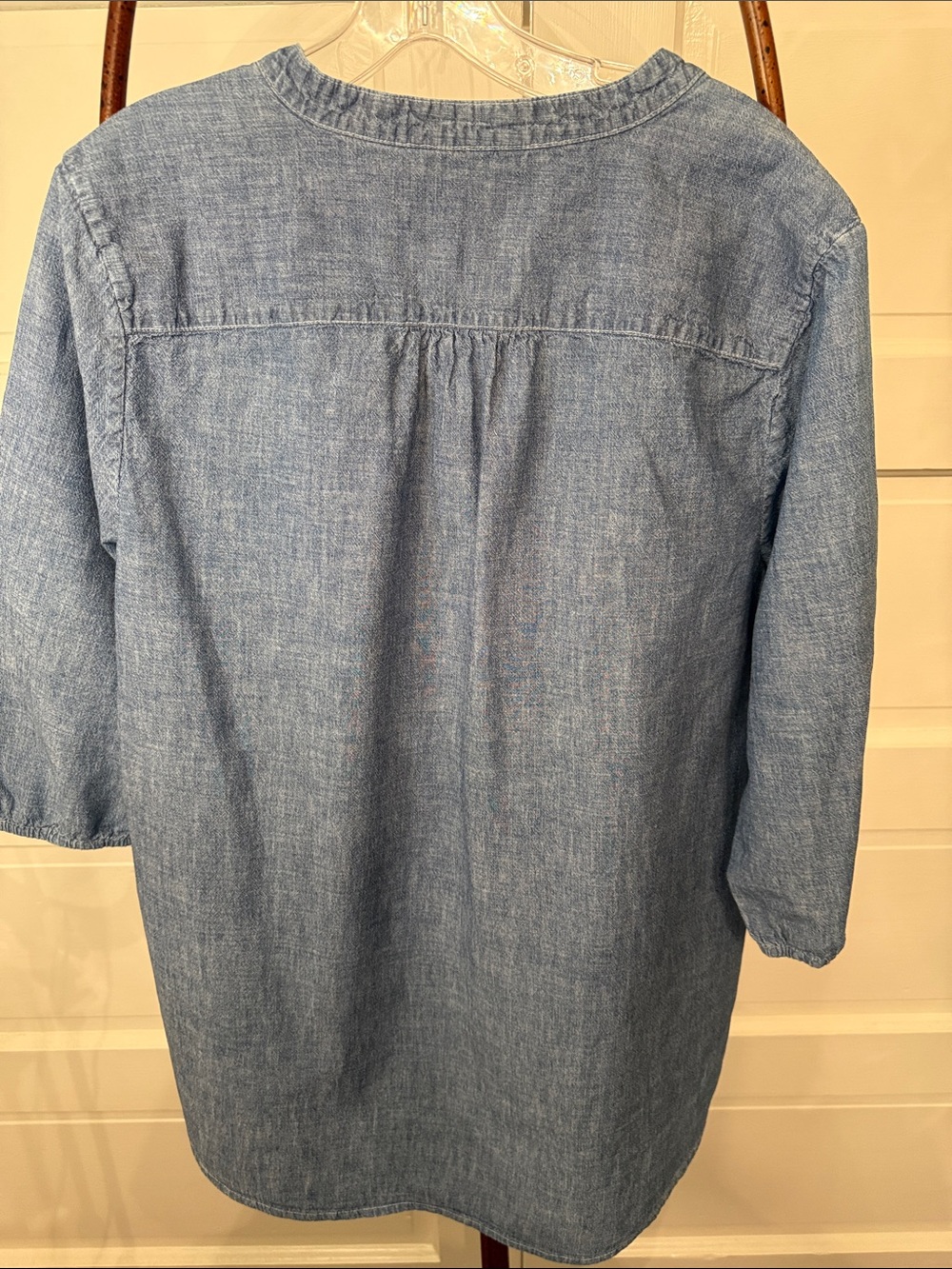 Tommy Bahama Chambray Cotton Popover Tunic Top Blue Large - Picture 7 of 8